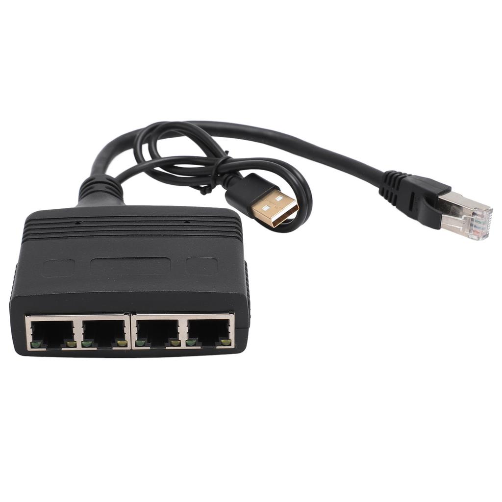 Ethernet Splitter 1 in 4 Out RJ45 Interface 1000Mbps Gold Plated Pin Safe Stable Signal LAN
