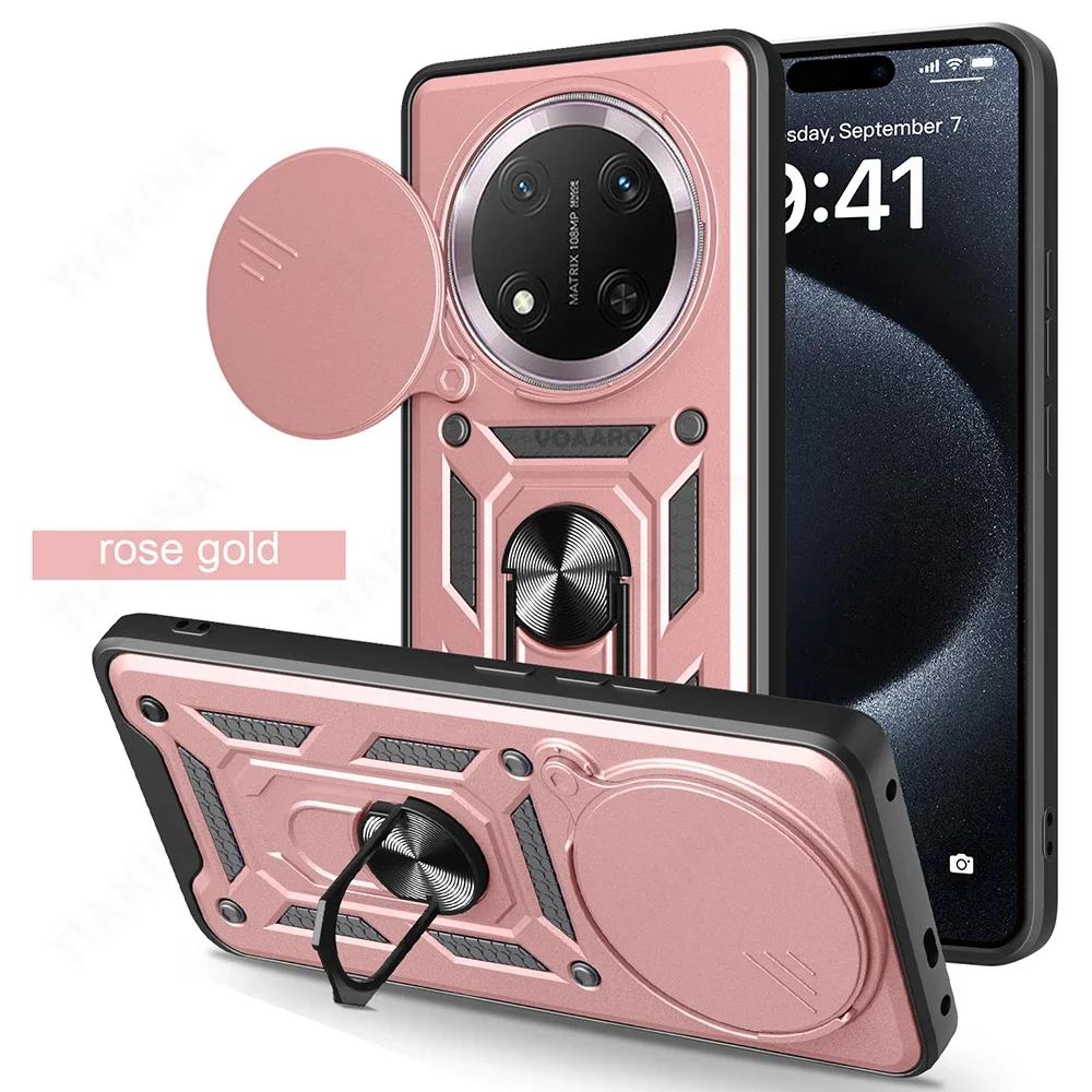 Slide Lens Armor Funda for Realme C61 4G India Case Magnetic Ring Stand Holder Cover for Realme Note 60 Narzo N61 4G Global Case