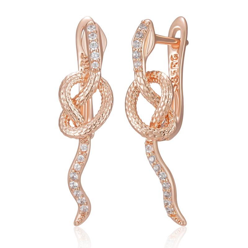 

Полные серьги-капли в виде змеи из натурального циркона для женщин, модные, цвета розового золота, без тяжелых металлов, панк-рок, животные