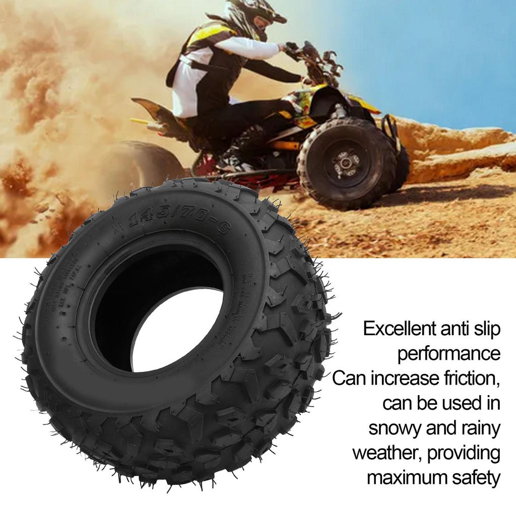 Off Road Tubeless Tire 145/70‑6 Anti Puncture Non Slip Thickened Rubber Tyre for ATV UTV Go Kart