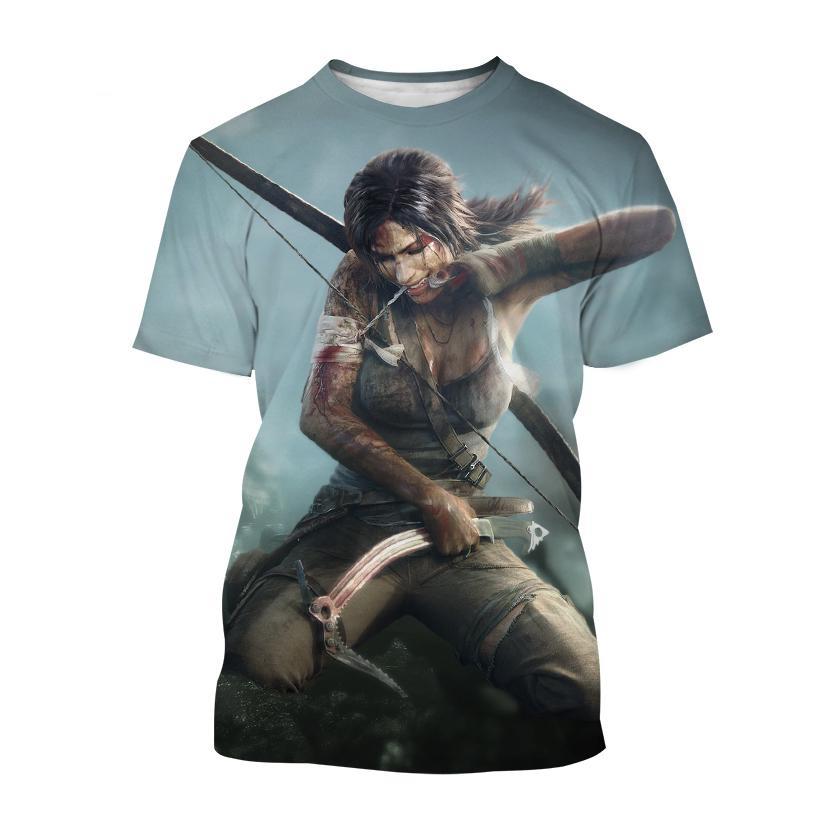 Nové nejprodávanější tričko Tomb Raider s 3D potiskem Tomb Raider Lara Personality Pánské Dámské Cool Street Style Dětské Krátký Rukáv