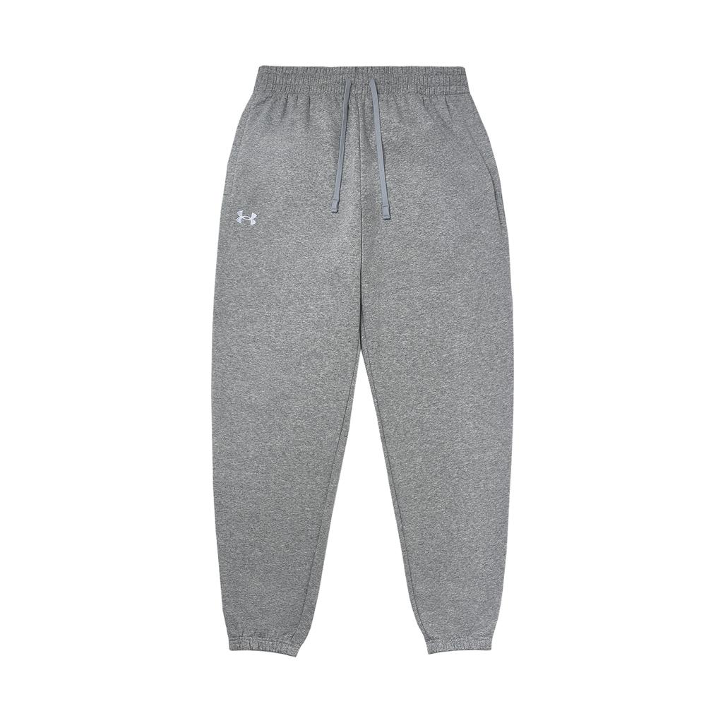 Under Armour Rival Fleece Puddle Pants Fashion Comfortable Soft Skin-Friendly Solid Color Cuffed Casual Pants Men pants White Gray 1383097-011