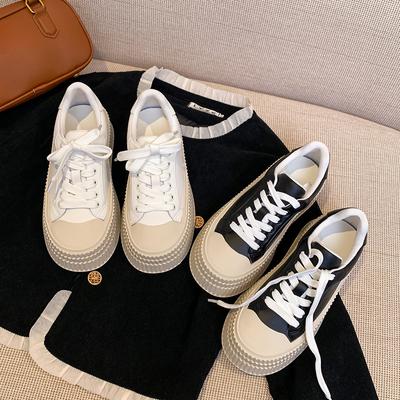 Biscuit Shape Shoes Women's Niche Platform Height Increasing Women Shoes White Shoes Women's New Fashion Casual Board Shoes Women's Platform Shoes