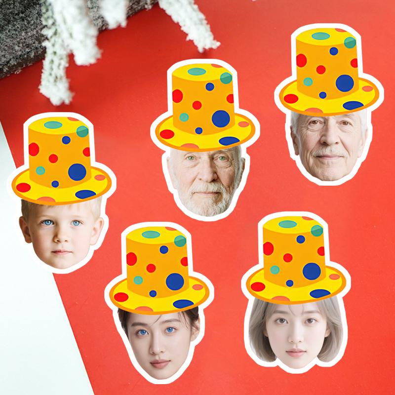 20pcs  Halloween Customizable Clown Hat Pattern Stickers Boys' and Girls Birthday Parties Cute Stickers Decoration