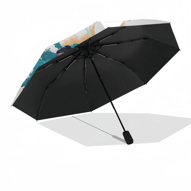 1pc K-POP hunter X Automatic Opening/Closing Umbrella with Convenient Three-Fold Design, 8 Iron Ribs - for Outdoor Daily Use, Travel A37