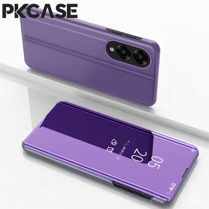 PKCASE Smart Mirror Flip Phone Case for Samsung S26 S25 Edge S24 S23 Ultra FE Plus Shockproof Back Cover for Galaxy A17 A07