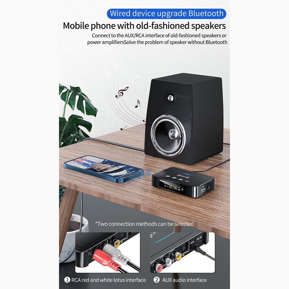 Bluetooth 5.0 Receiver Transmitter FM AUX 3.5mm Audio Adapter For Car Speakers