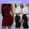 Elegant Sexy Shiny Women's Bodycon Dress With Diamond O Neck For Evening Embroidery