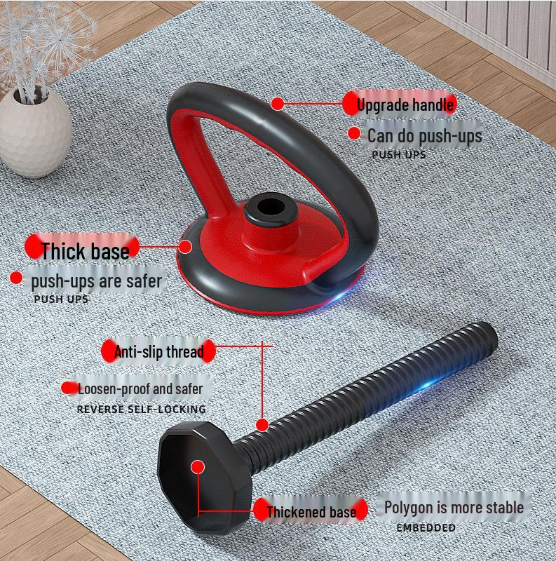 Environmentally Friendly Adjustable Kettlebell Handle with Rubberized Grip for Dumbbells and Push-Ups