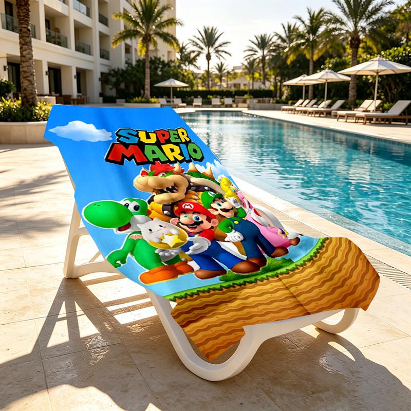 Super Mario Print Beach Towel Design, Soft, Lightweight. for Home Bathroom, Spa, Pool, Yoga, Surfing, Camping, Gift for Family, Friend