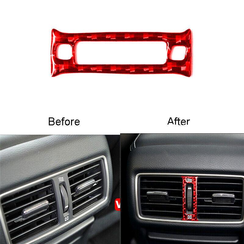 Red Carbon Fiber Rear Air Vent Outlet Cover Trim For Infiniti Q50 Q60 2014-