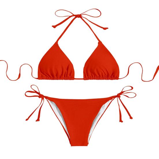 Damen Sexy Bikini Set Neckholder String Tie Side Zweiteiliger Badeanzug Mini Triangle