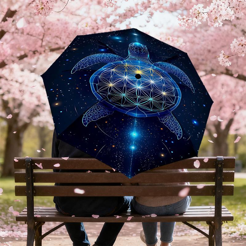 1PC Turtle, Flower_of_Life Automatic Open/Close Umbrella Compact Folding Umbrella with 8-Rib Shaft Lightweight Esign, Fashion Lovers1219A
