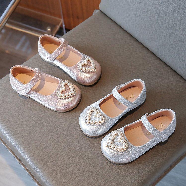Princess Shoes Girls Small Leather Shoes 2025 Spring New Children's Shoes Fashion Little Girl Shining Crystal Shoes with Dress