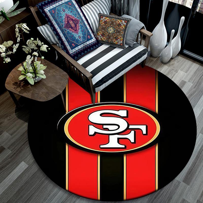 San Francisco 49ers Round Area Rug,Carpet Rug for Living Room Bedroom Sofa Playroom Decor,Non-slip Floor Mat