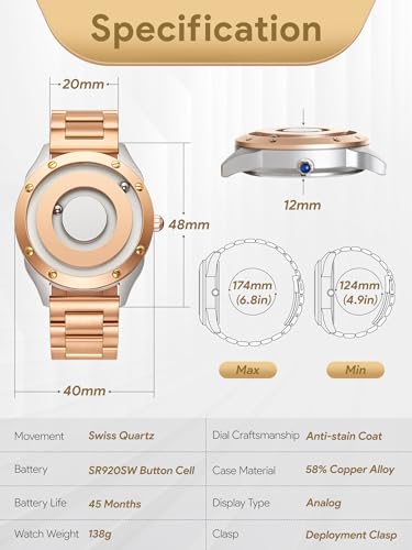 EUTOUR Couple's Magnetic Watch, Men's Unisex Metal Multifunction Fashion Sports Quartz Watch