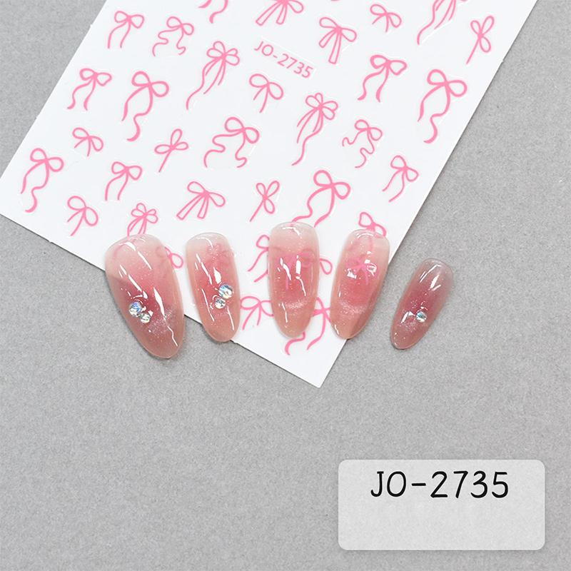 Lovely Simple Bronzing Line Bowknot 3D Self Adhesive Nail Art Decorations Stickers Ribbon Charming Cute Manicure Decals