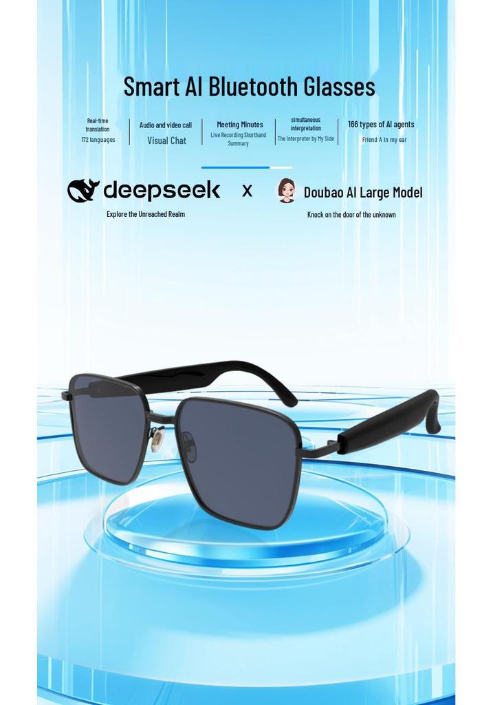 AI Bluetooth Translator Glasses: Next-Gen Sports Sunglasses with Smart Music Playback and Call Functionality.