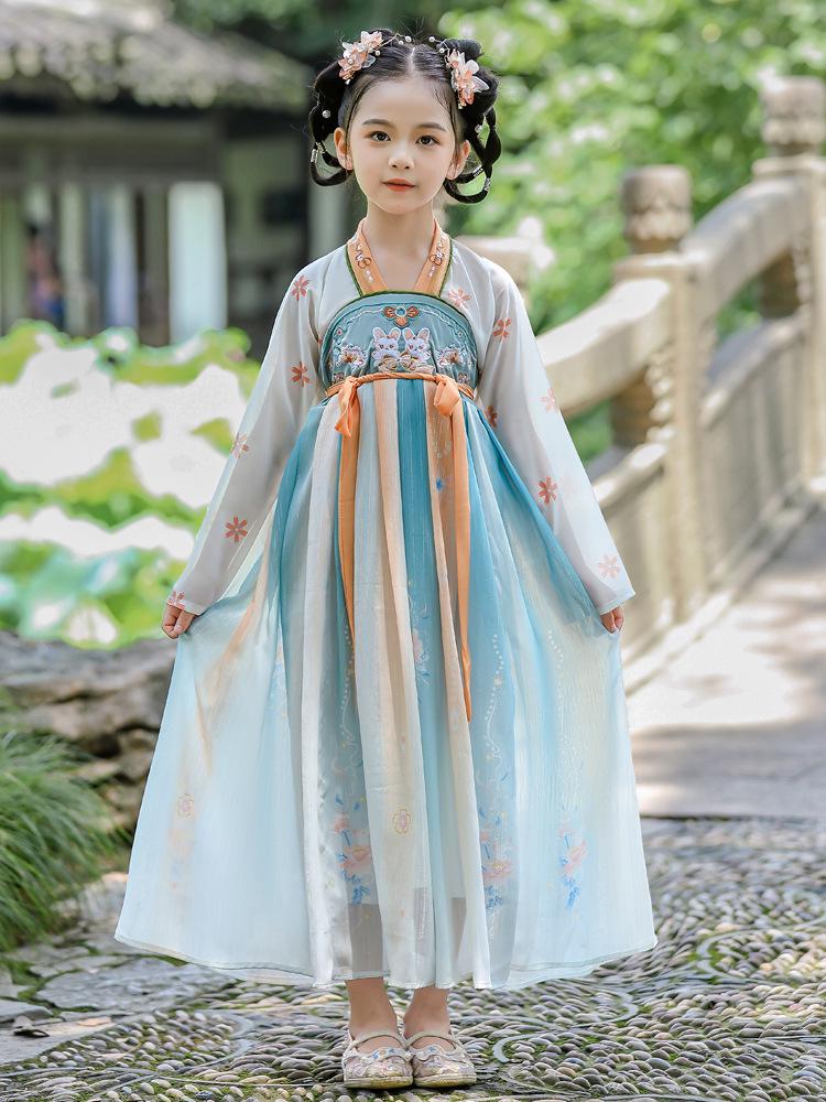 Girls' 2024 Chinese Hanfu Fairy Dress - Autumn Ancient-Style Costume