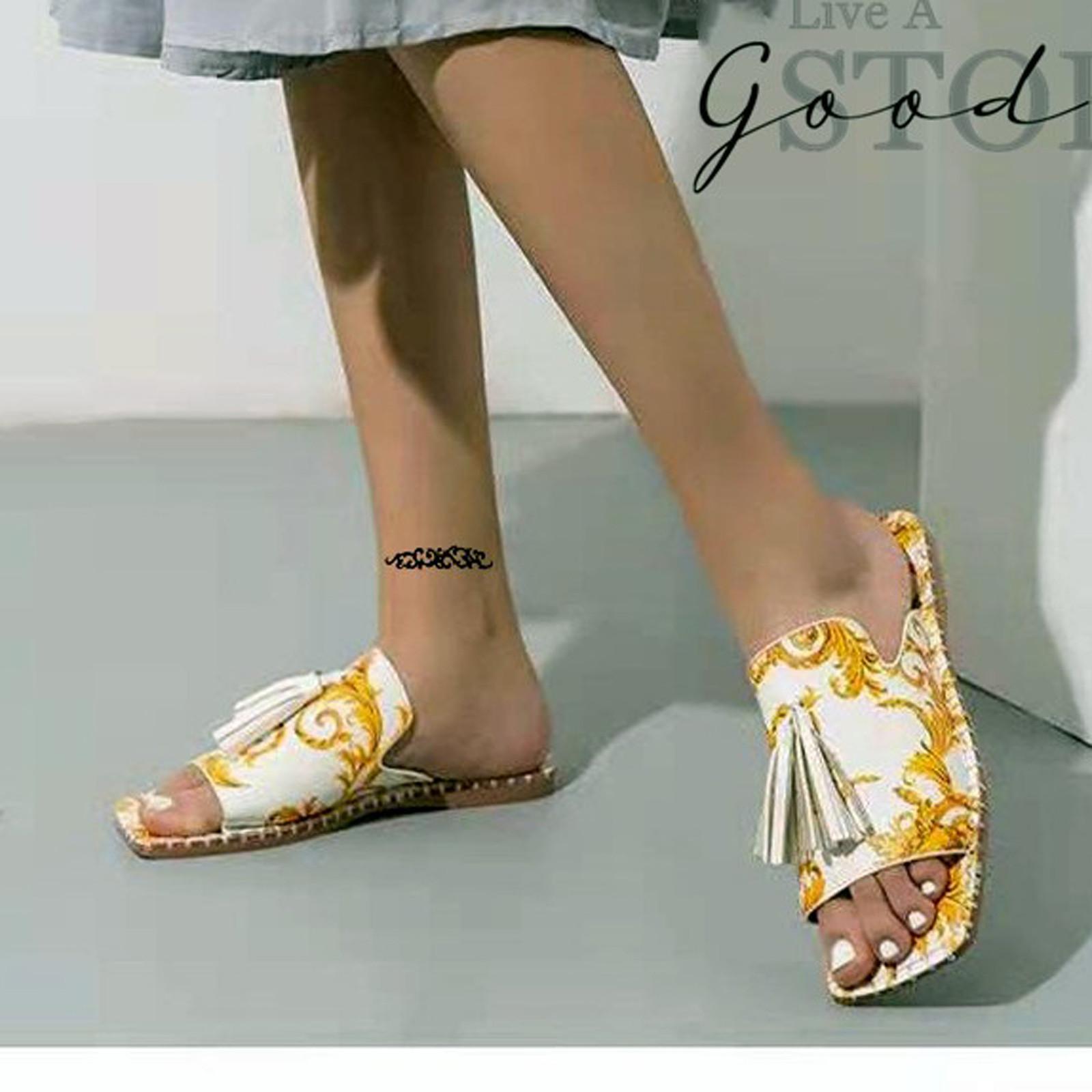 

Женская летняя обувь с кисточками, пляжные шлепанцы, ретро-мулы, плоские тапочки, уличные сандалии 43 белый