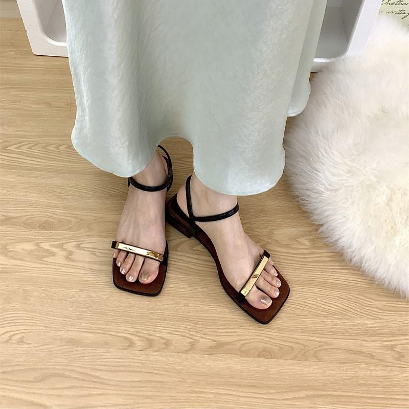Fashion 2025 New Summer Retro Sandals Ladies Open Toe Comfortable Shoes Women's Thick Bottom Beach One-strip Flat Slippers