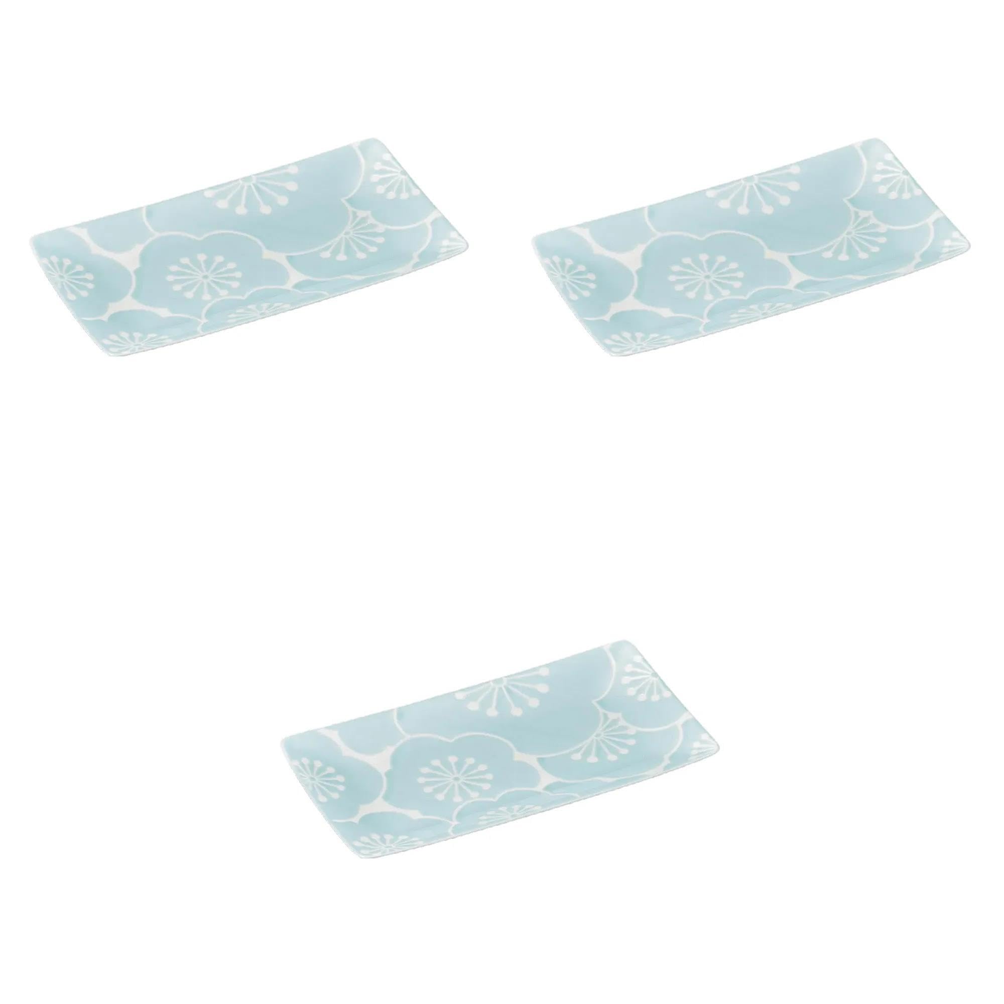 

Set of 3 Hafuri Rectangular Plates and x x Medium Rectangular Hasami Setomonohonpo (Plum Blue) [25 13.5 1.5 cm] Plates, Ware,