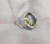 Lemon Quartz 925 Sterling Silver Statement Ring: Boho Vintage Style