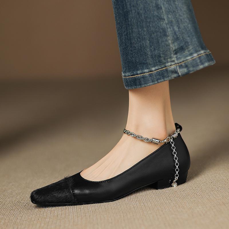 Fashion 2025 Autumn Women Shoes Pumps Thick Low Heels Square Toe Basic Platform Shoes Woman Summer Office Lady Working Pumps Size 34-40