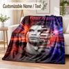 Custom Text Flannel Blanket Cristiano Ronaldo Print Warm Cozy Blanket Home Sofa Bedding