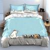 Fun Cartoon Polar Bear And Penguins Duvet Cover Set With 3D Printing Design Soft Polyester Bedding Set All-Season Comfort