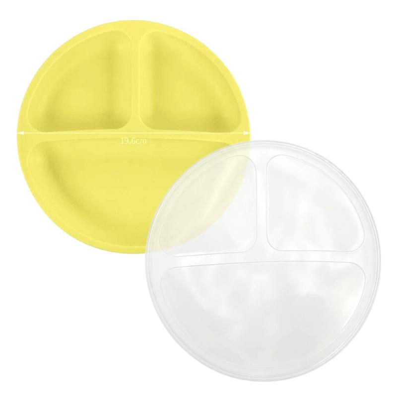 Children's Silicone Smiley Face Divided Meal Plate - Drop-Resistant, Three-Compartment Training Tableware
