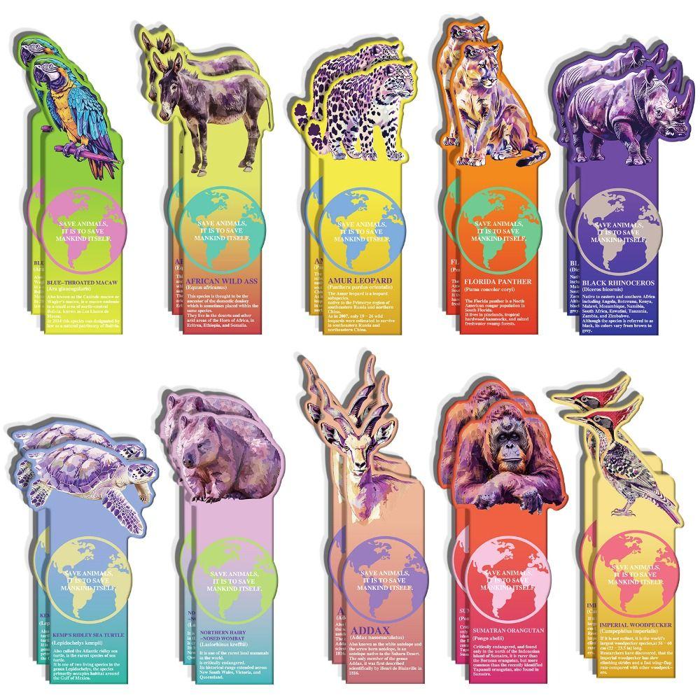 

20PCS/Box Plant Flower Animal Print Paper Bookmark English Phrase Reading Book Clip Students