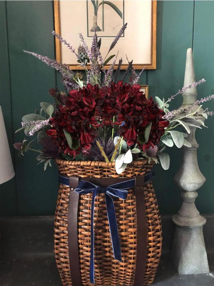 4 Pcs Large Vintage Dried Hydrangea Silk Artificial Flowers Fake Flowers Wedding Decorations for Ceremony Centerpieces Flower Craft Floral Arrangement