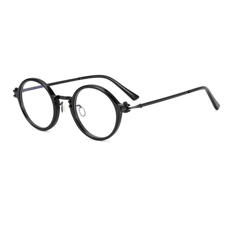 Tvat Pure Titanium Glasses Frame Literary Xiaoqing Round Plate Ultra-Light Men And Women With Myopia Reading Glasses