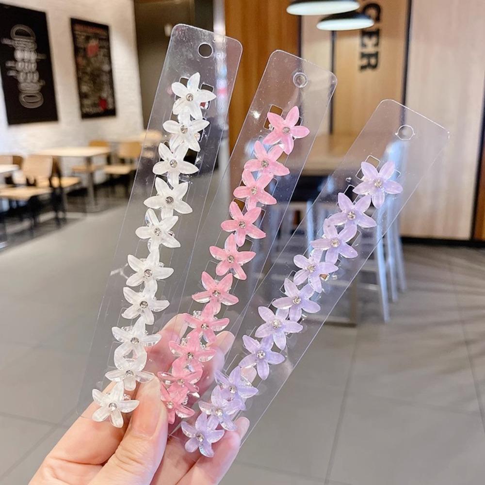 10pcs Children Weaving Headwear Women Girls Headdress Flower Hairpin Crystal Diamond Hair Clip Simple Snap Clip Hair Accessory