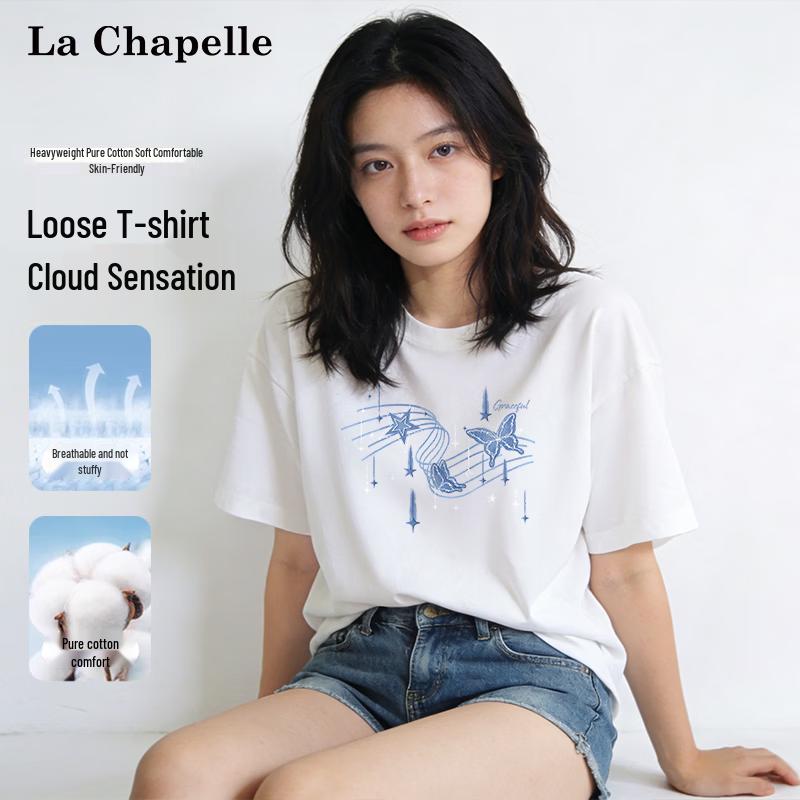 La Chapelle Women s Korean Style Butterfly Print T-Shirt XL
