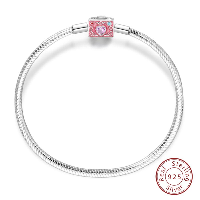 Original 925 Silver Heart Star Moon Snowflake Butterfly Bracelets 17 20CM For Women DIY Charms Jewelry Gifts