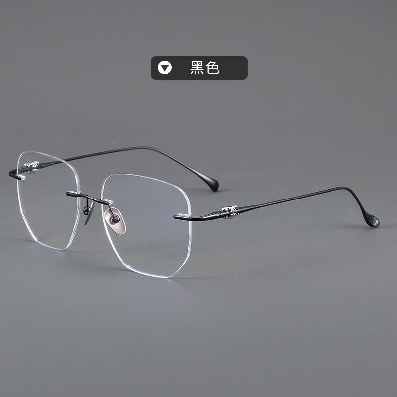 Rimless Glasses Ultra Light Pure Titanium Eyeglass Fashion Polygon Spectacle Optical Prescription Eyeglasses Frames Man Woman