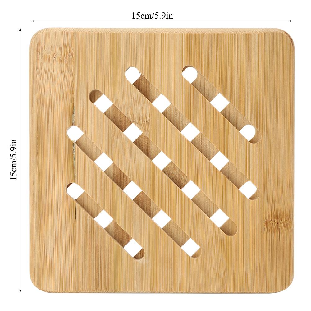 4Pcs Bamboo Table Mat Anti-Scald Non-Slip Bowl Cup Heat Insulation Pad for Home Kitchen Use( Shape )