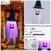 Glowing Halloween LED Wizard Hat and Ghost String Lights for Spooky Decoration