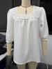2026 Women's Summer Square Neck Lace Patchwork Cotton Linen Top