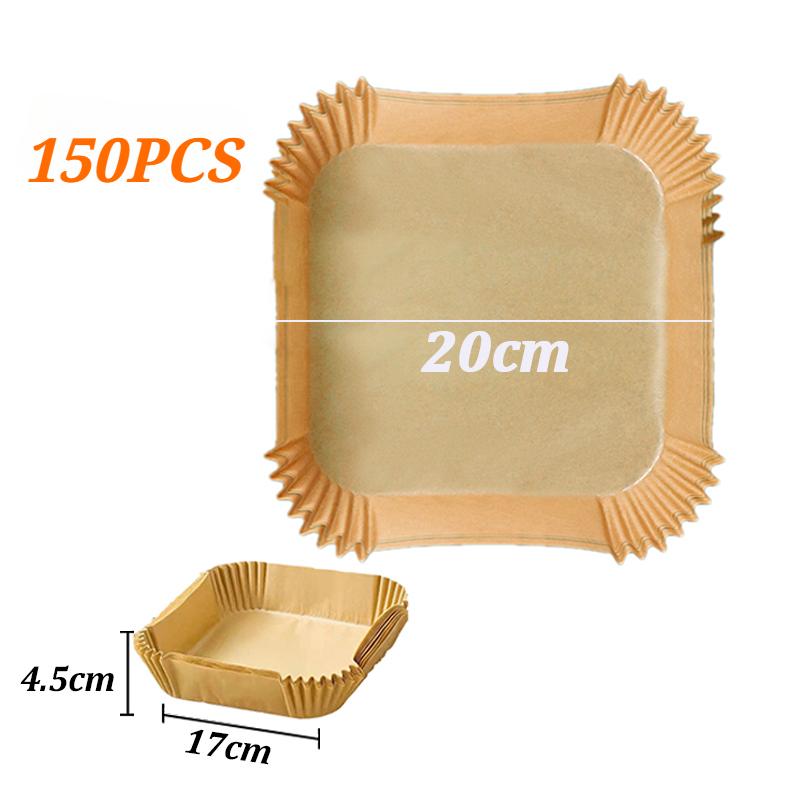 150PCS Kitchens Accessories Air Fryer Paper Kitchen Utensils Disposable Square Round Pastry Molds BBQ Plate Non-stick Pad