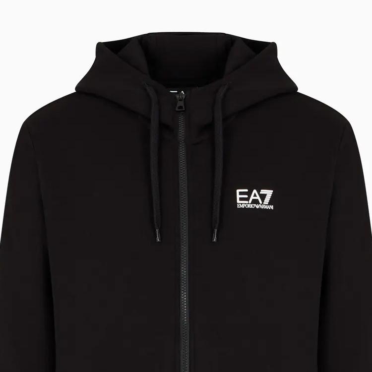 Emporio Armani EA7 FW24 Letter Logo Printed Hooded Zip Long Sleeve Casual Sports Suit Men suit Black 8NPV68-PJVTZ-1200