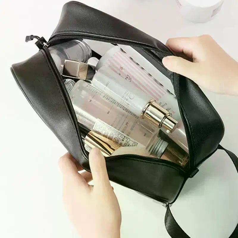 Dry-wet Separation Double Transparent PU Makeup Bag Portable Washing Bag Cosmetic Storage Bag Travel Fitness Swimming Essentials