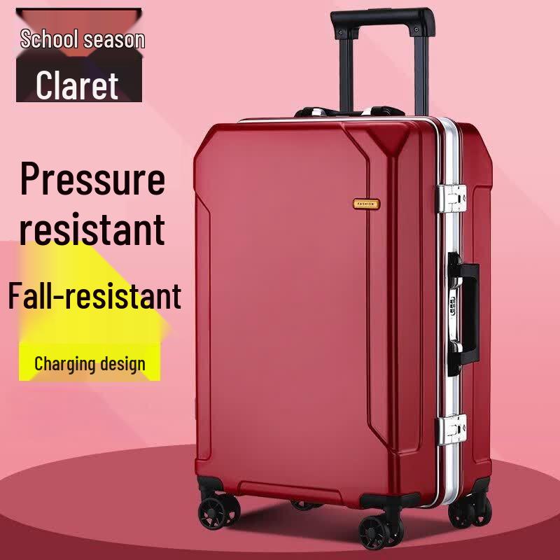 ZhiNaShi Rechargeable PC Hardshell Luggage with Silver Aluminum Frame