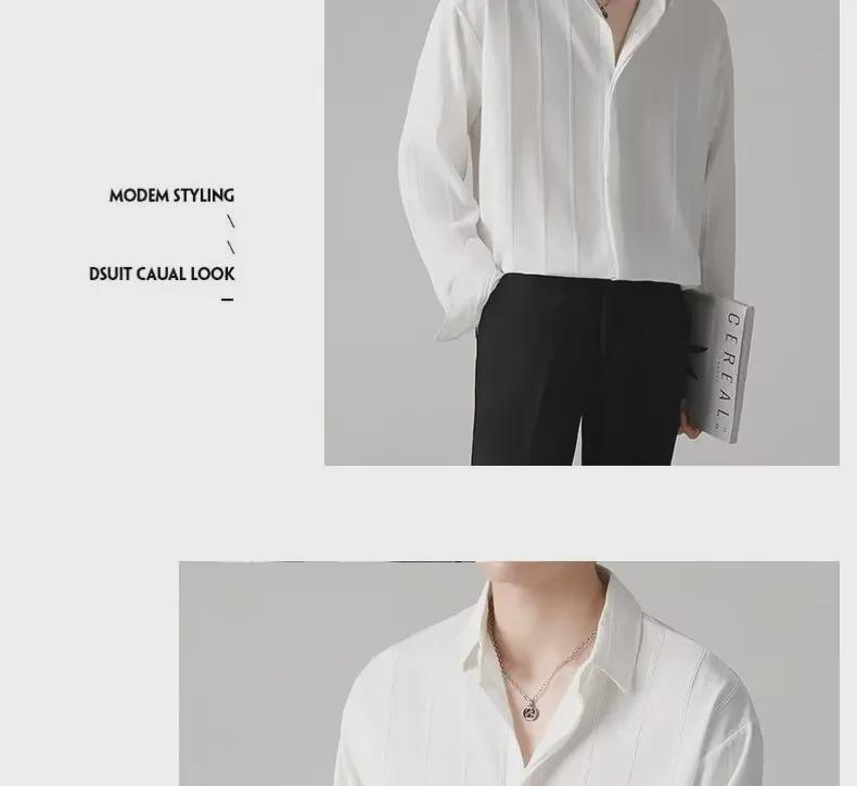 Herr Långärmad Randig Vardagsskjorta - Mörk Mönsterdesign