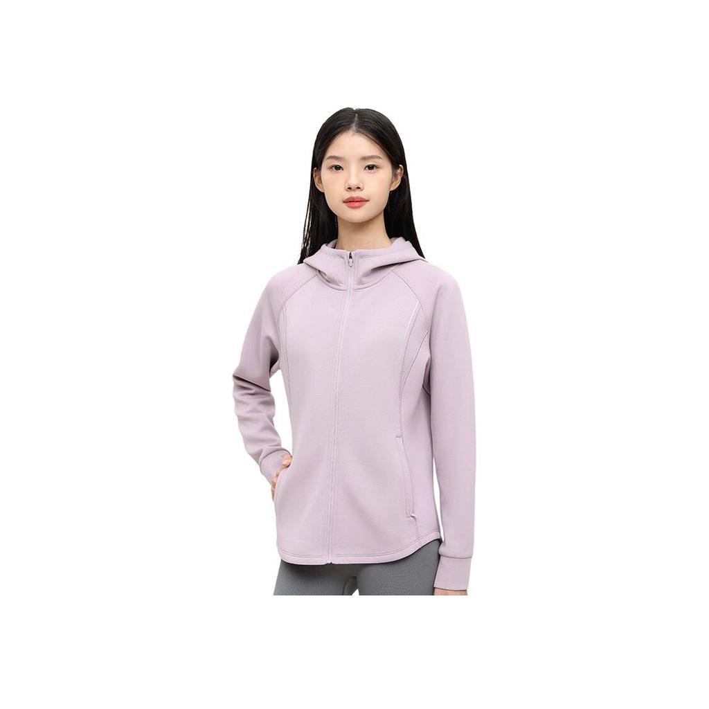 Anta Running Series Solid Color Hooded Windbreaker Outdoor Sports Jacket Women Jacket Pearl-Purple 962415701-4