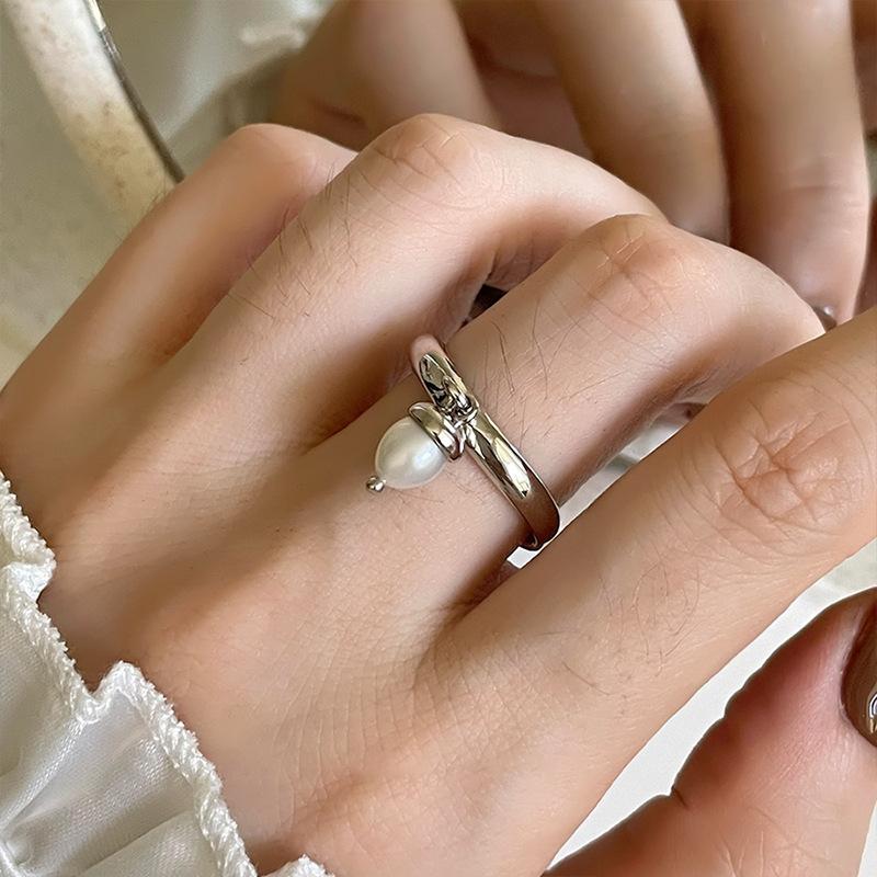 Foxanry Minimalist Copper Color Rings Party Jewelry For Women Korean Cute Creative Design Black Pendant Birthday Accessories