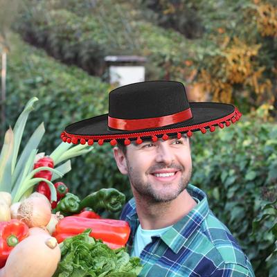 Mexican Sombrero Dress Up America Sombrero Hat for Adults Wide Brim Cosplay Costume Large Flamenco Outfit Accessories for Men