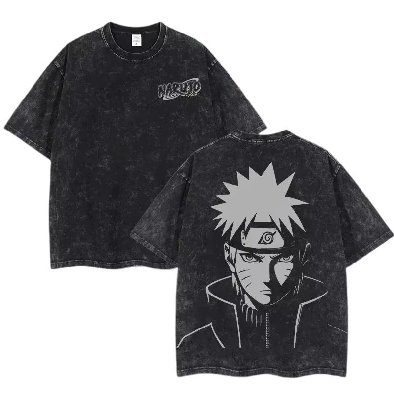 

Naruto Uzumaki Portrait Tshirt Manga Tee Vintage Washed cotton Retro Anime Harajuku Streetwear Mens Graphic Clothes Top L